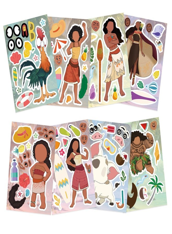 PWSTY 24 Sheets Make Your Own Moana Stickers for Kids, Make a Face Sticker, Classroom Rewards, Art Craft Party Supplies for Laptop Water Bottle Phone Cace (Moana) - Image 5